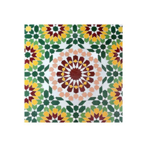Captivating Moroccan Floral Mosaic Tiles - Red, Green, Yellow