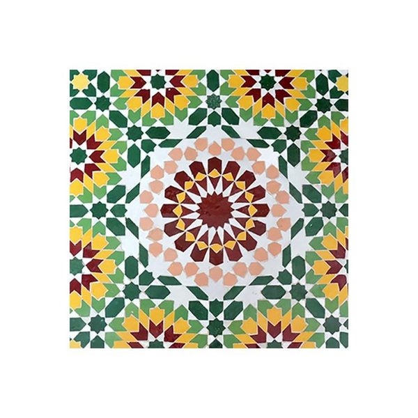 Captivating Moroccan Floral Mosaic Tiles – Red, Green, Yellow