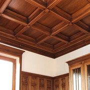 Moroccan Handcrafted Dark Red Wood Ceiling - Palace-Style Elegance