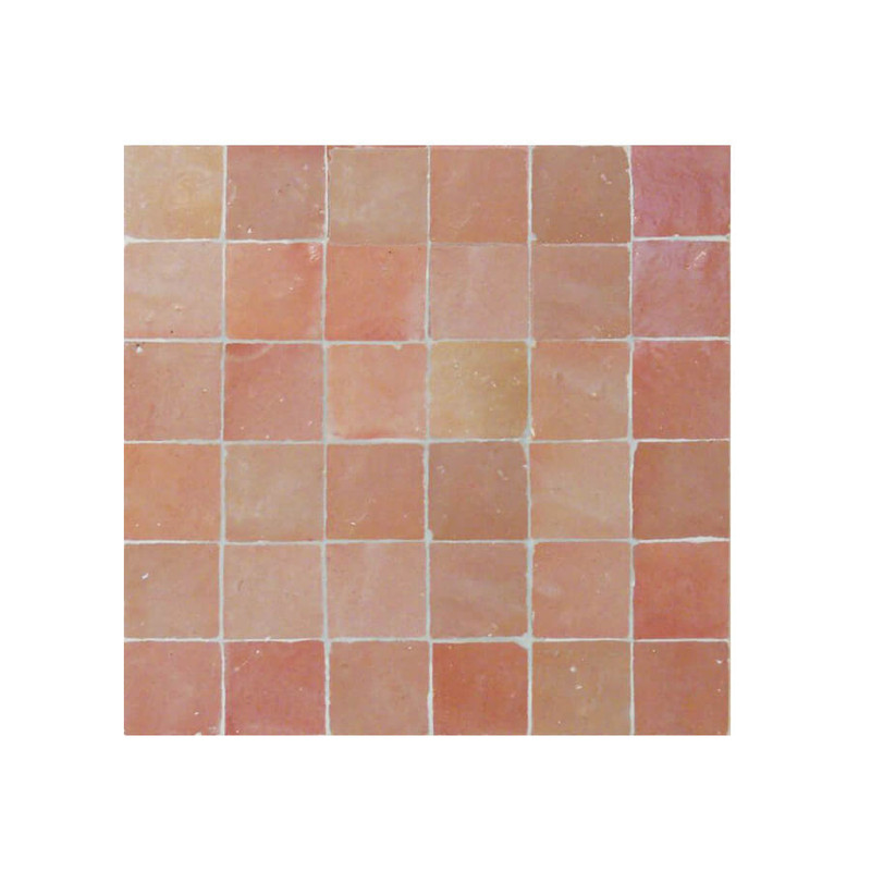 Pastel Coral Glazed Moroccan Mosaic Tiles - Handmade 6x6 - Indoor & Outdoor