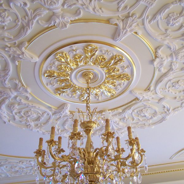 Moroccan Handmade Gypsum Plaster Rose Ceiling Detail