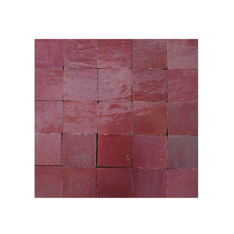 Moroccan Mosaic Solid Tiles - Sangria Red Color - Handcrafted Matte Finish - 6x6 Size - 30x30 Custom - Indoor/Outdoor Use