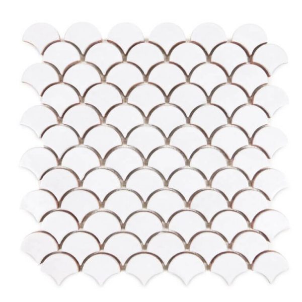 Moroccan White Fish Scale Tiles - Glossy or Matte Finish