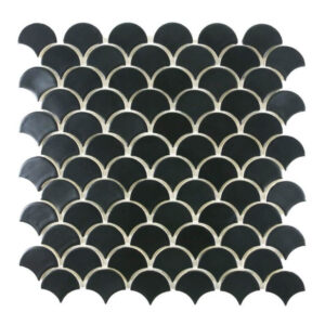 Moroccan Fish Scales Satin Black Tiles - Ocean-Inspired Charm
