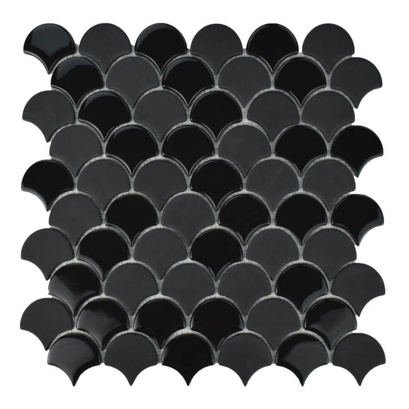 Captivating Moroccan Fish Scale Tiles in Black Mixed Finish