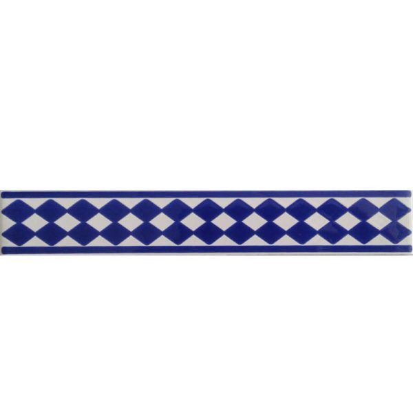Moroccan Mosaic Border Blue Tile - Elegant Design for Walls & Floors