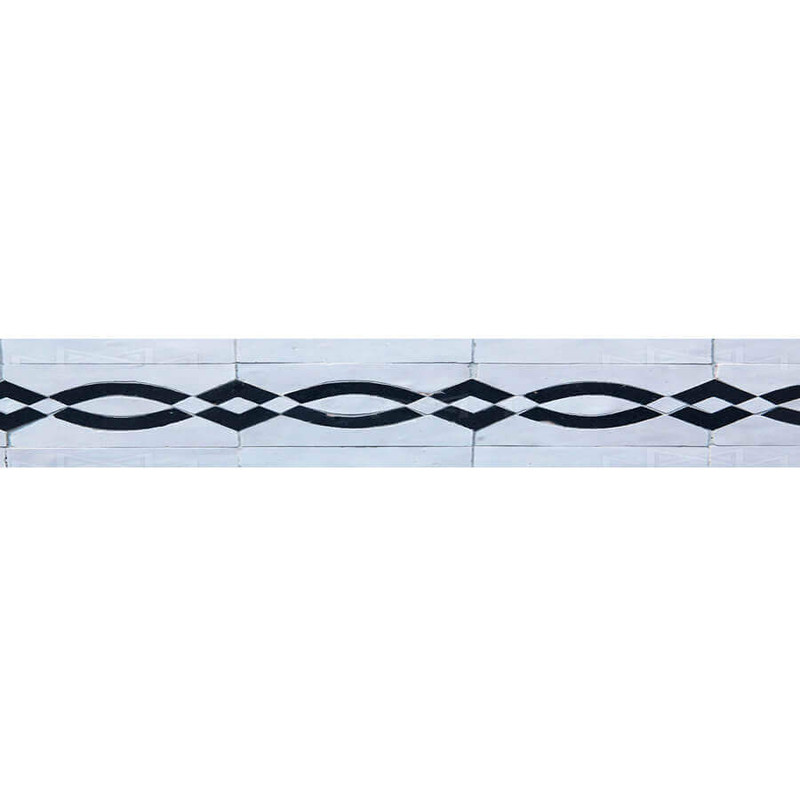 Moroccan Mosaic Border | Black & Light Gray | Handcrafted Tiles