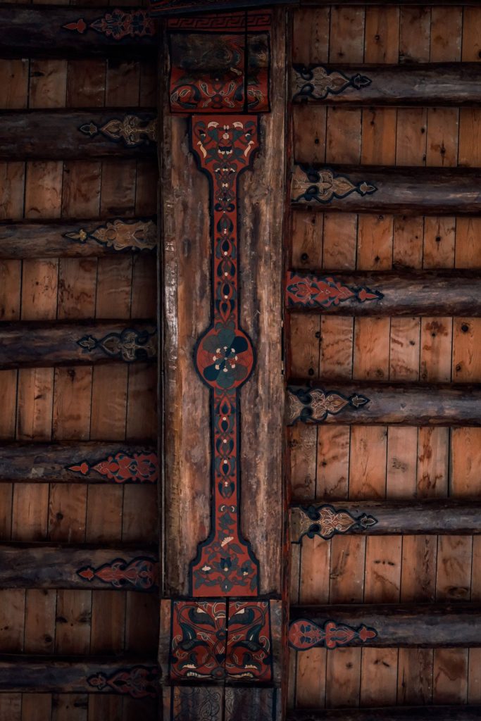 Carved Moroccan cedar ceiling
