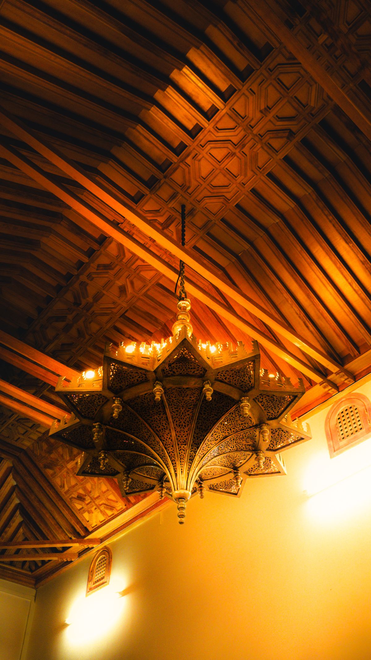 Carved Moroccan cedar ceiling