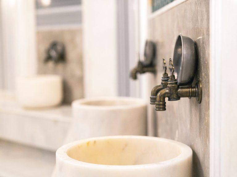 Stone basin and wall tap