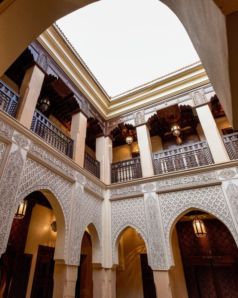 Columns and a painted ceiling