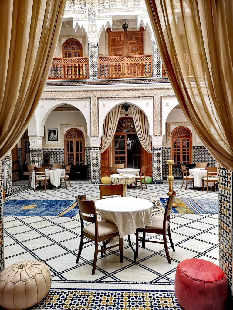 Round tables on a zellige floor