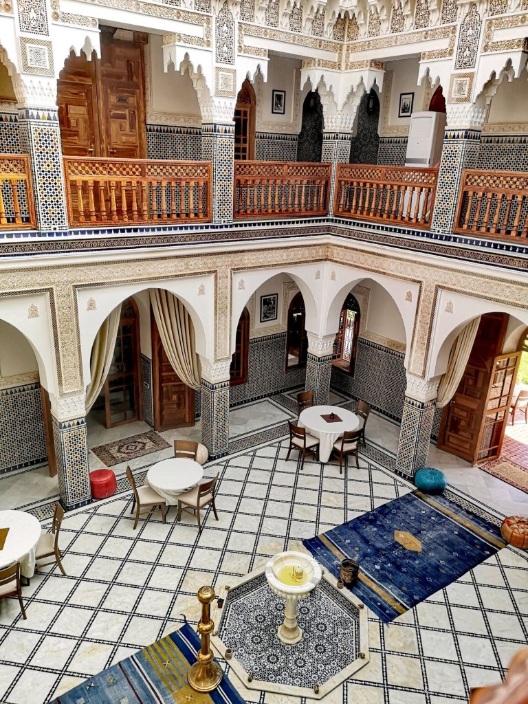 Courtyard set for tea