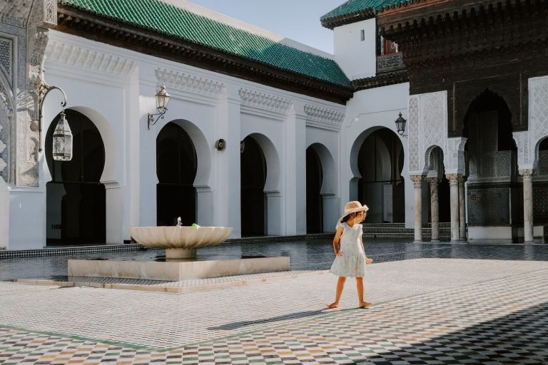 White arcade, open sky